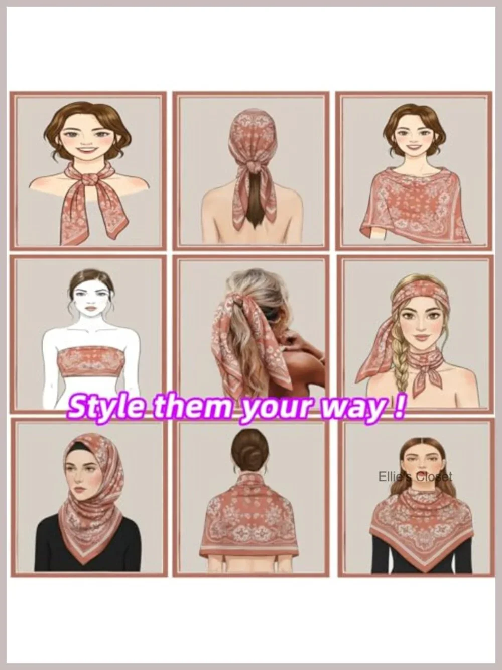 2pk Satin Square Bandana Scarf for Hair Wrapping, Neck, Head - 35